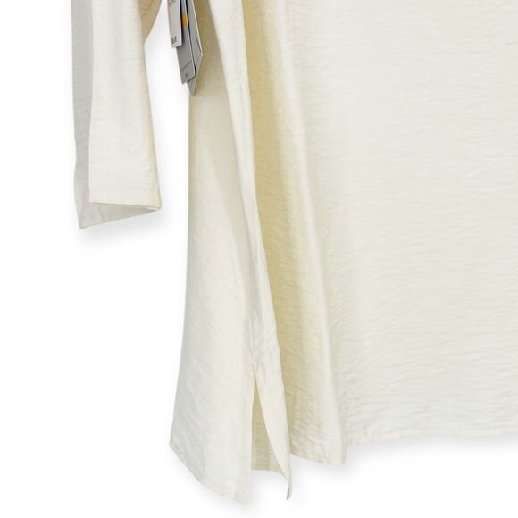 Multiples Elegant Cream Button Front Tunic Top with Decorative‎ Sleeve Buttons - Picture 7 of 10
